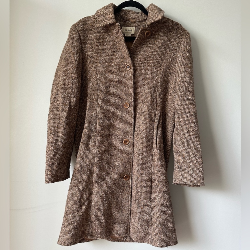L.L. Bean Women's Brown Tweed Coat
